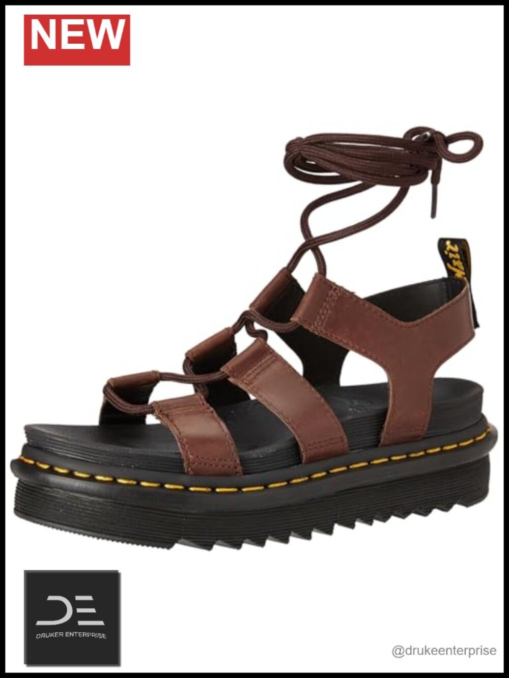 Dr. Martens Nartilla Leather Gladiator Sandals Ankle Tie Lace Up Sandals